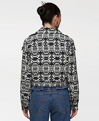 Avec Les Filles Women's Printed Cropped Trucker Jacket