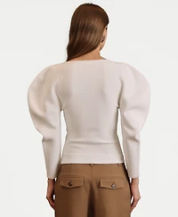 Avec Les Filles Women's Exaggerated-Sleeve Bow Top