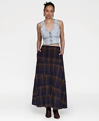 Avec Les Filles Women's Printed Tiered Maxi Skirt