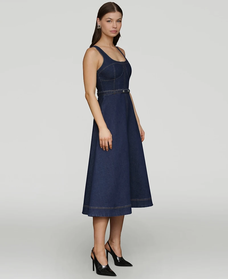 Avec Les Filles Women's Bustier Circle-Skirt Midi Dress