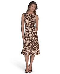 Halston Women's Printed Scuba Crepe A-line Dress