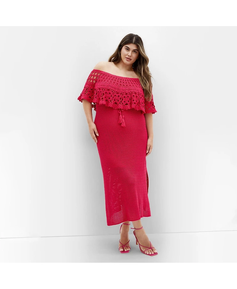 City Chic Women's Callie Crochet Dress