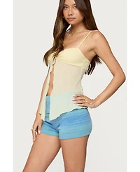 Edikted Women's Reeve Split Front Sheer Mesh Top