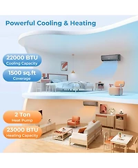 24000 Btu Wifi Enabled Mini Split Air Conditioner & Heater with Heat Pump