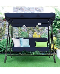 Boyel Living 3-Person Metal Patio Swing with Removable Cushion Patio Swing Outdoor Porch Swing Chair for Adults for Garden Backyard Deck