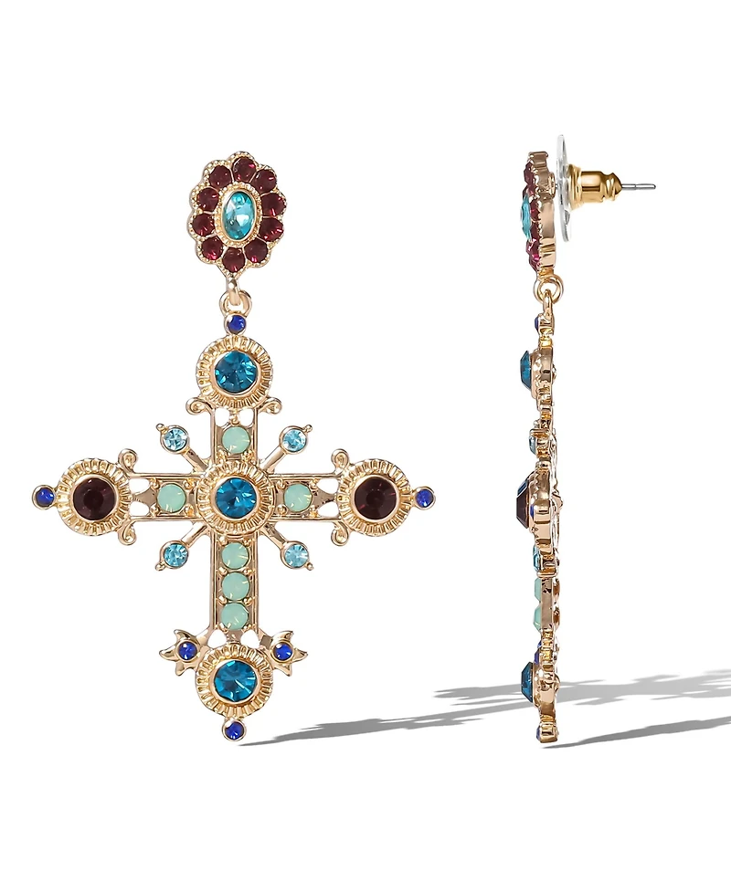 Jessica Simpson Boho Luxe Cross Drop Earrings