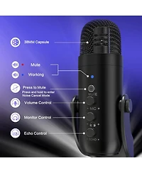 ZealSound Usb Condenser Microphone, Plug & Play Gaming Mic w/ Headphone Output, Gain Control, Mute for YouTube, Podcast, PS4/PS5, Mac, Windows