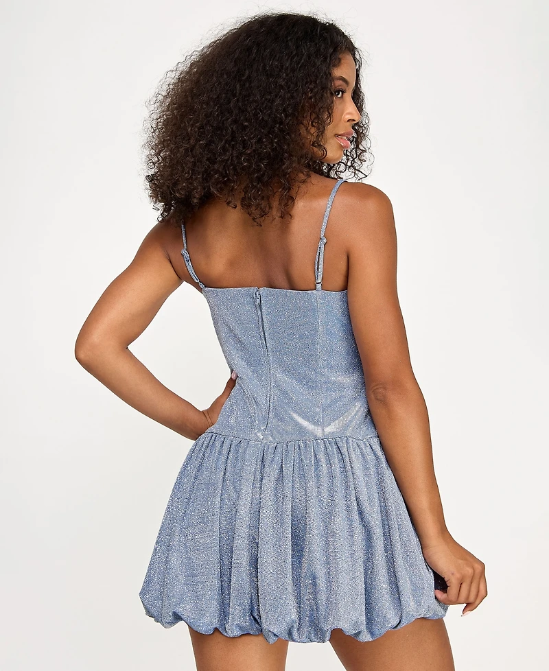 City Studios Juniors' Sleeveless Glitter Fit & Flare Dress