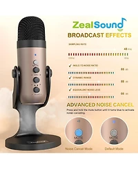 ZealSound Usb Microphone k66g Gold and Furry Microphone Cover Bundle