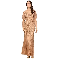 Lara Beaded Gown with Flutter Sleeves
