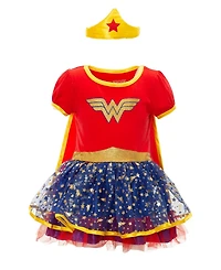 Justice League Wonder Woman Girls Cosplay Tulle Costume Dress Cape and Headband Infant to Big Kid