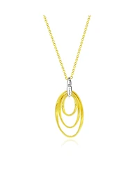 Suzy Levian Golden Helix Sterling Silver & Cubic Zirconia Coil Triple Open Oval Pendant Necklace
