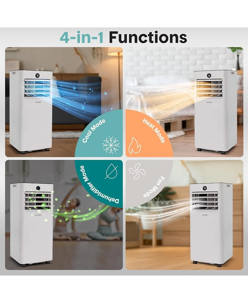 SereneLife Portable Air Conditioner & Heater - 10000 Btu (Ashrae) Compact A/C Unit with Cooling, Heating, Includes Window Mount Kit (Gray)