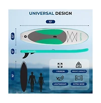 Free-Flow Welded Inflatable Stand-Up Paddle-Board with Double-Action Hand Pump, 3-Shaft Aluminum Paddle, Leash, Fin (Black)