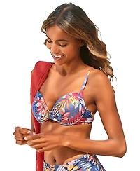 Lascana Women's Floral Pattern Push Up Bikini Swimsuit Top Bra Sizing