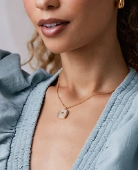 brook & york Gold Plated Cali Cultivated Pearl Short Pendant Locket Necklace