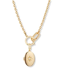 brook & york Gold Plated Cami Starburst Short Pendant Locket Necklace