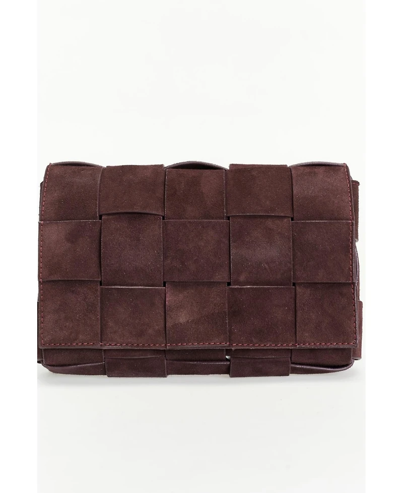 Women's Woven Suede Shoulder Bag