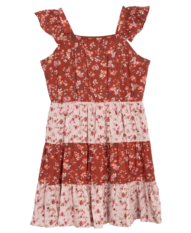 Rare Editions Big Girls 2-Piece Mixed Floral With Crochet Vest and Dress Set