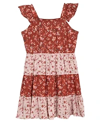 Rare Editions Big Girls 2-Piece Mixed Floral With Crochet Vest and Dress Set