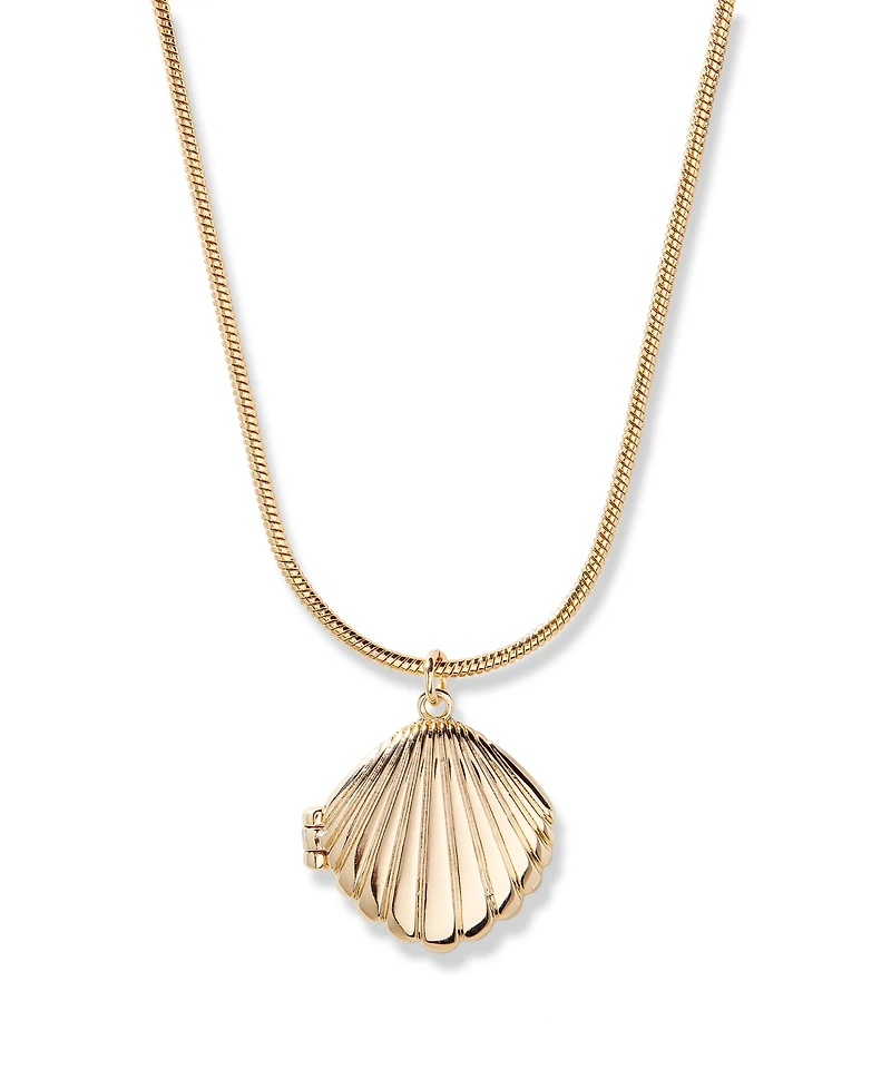 brook & york Gold Plated Catalina Short Pendant Locket Necklace