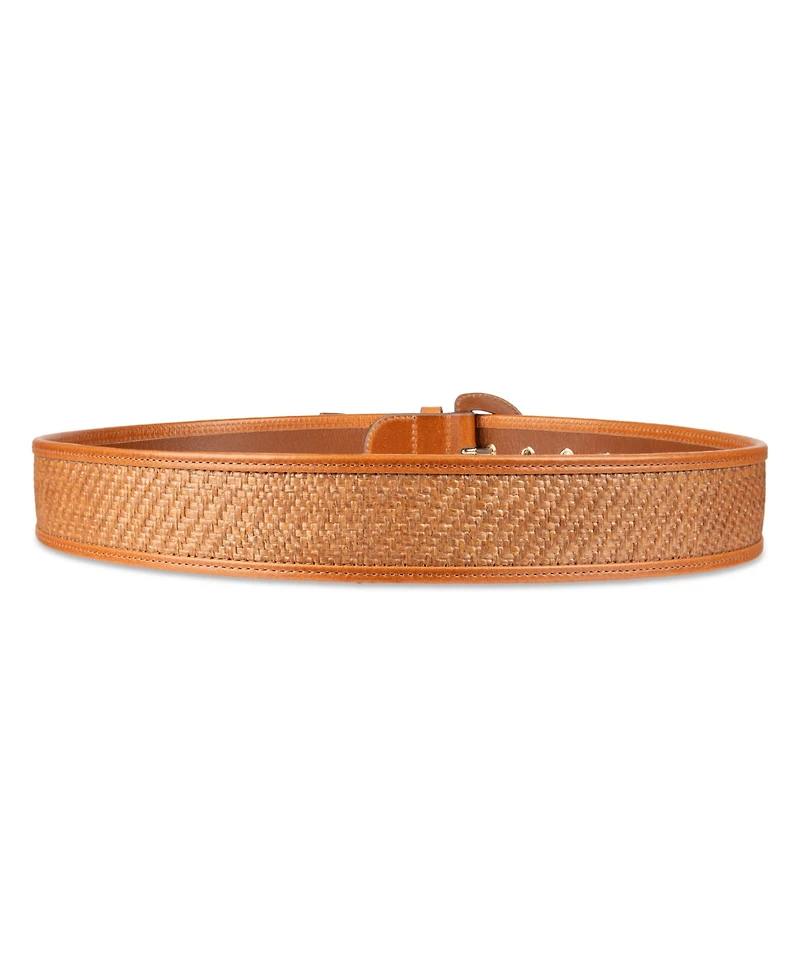 Cole Haan Women's Leather and Raffia Casual Belt