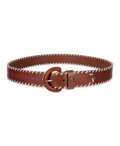 Cole Haan Women's Leather Covered Buckle Stitched Edge Belt
