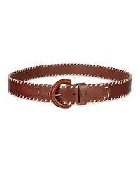 Cole Haan Women's Leather Covered Buckle Stitched Edge Belt