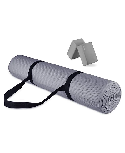 Signature Fitness All Purpose High Density No Tear Exercise Mat w/Strap