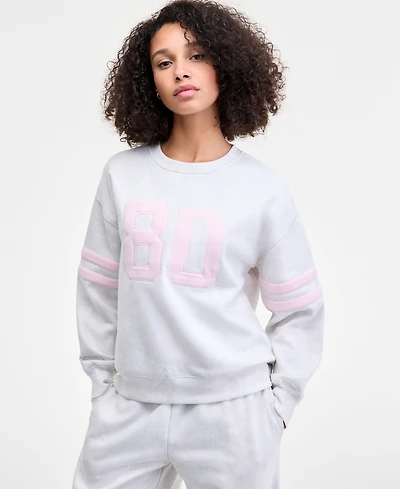 Madden Girl Juniors' 80'S Patch Camo Crewneck Sweatshirt