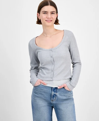 Hippie Rose Juniors' Waffle-Knit Tank Top & Cardigan Set