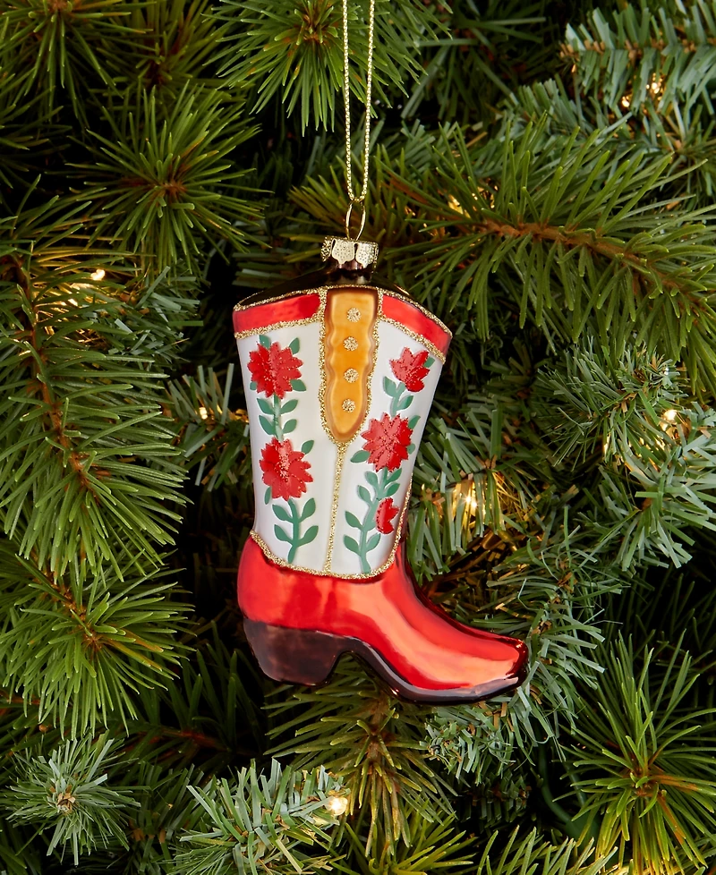 Holiday Lane Eclectic Charm Glass Cowboy Boot Ornament, Macy's Exclusive