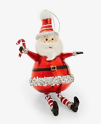 Holiday Lane Heritage Glass Santa with Candy Cane Ornament, Macy's Exclusive