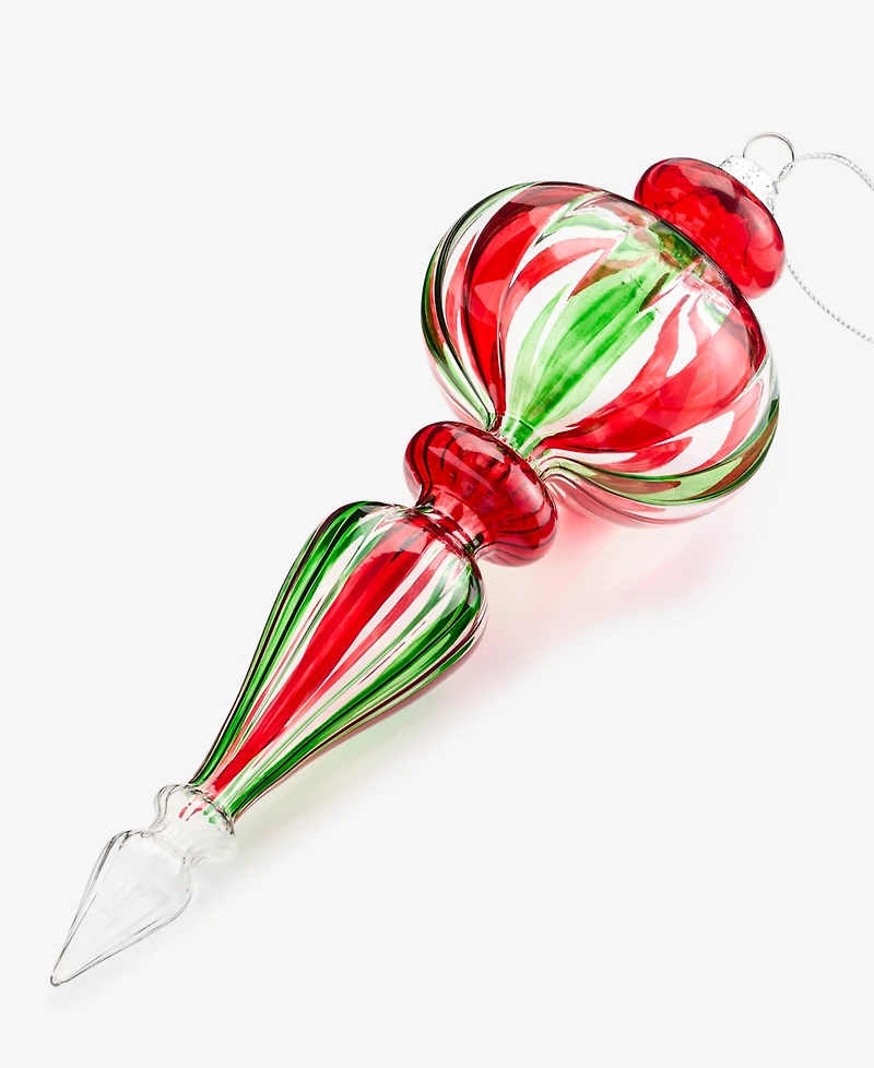 Holiday Lane Christmas Cheer Glass Red and Green Finial Ornament, Macy's Exclusive
