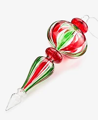 Holiday Lane Christmas Cheer Glass Red and Green Finial Ornament, Macy's Exclusive