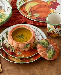 Certified International Harvest Fields 3-d Pumpkin Covered Soup Bowls, Set of 2