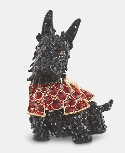Gold-Tone Black & Red Crystal Scottie Dog Pin
