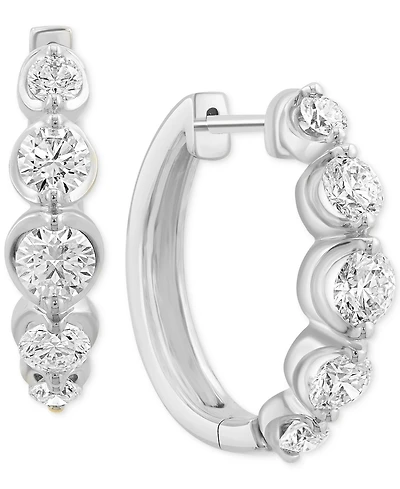 Effy Lab Grown Diamond Small Hoop Earrings (1-5/8 ct. t.w.) in 14k White Gold, 0.79"