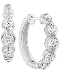 Effy Lab Grown Diamond Small Hoop Earrings (1-5/8 ct. t.w.) in 14k White Gold, 0.79"