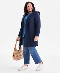 Style & Co Plus Hooded Open-Front Cardigan Sweater