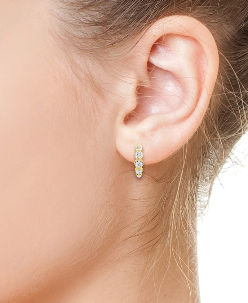 Effy Lab Grown Diamond Small Hoop Earrings (1-5/8 ct. t.w.) in 14k Yellow Gold, 0.79"