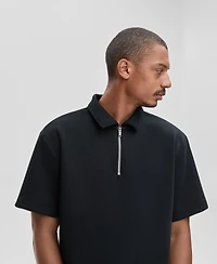 Mode of One Men's Relaxed-Fit Heathered Quarter-Zip Scuba Polo Shirt
