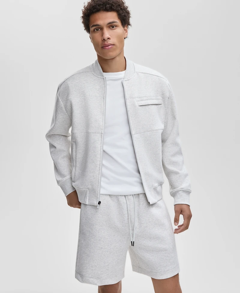 Mode of One Men's Relaxed Fit Long Sleeve Zip-Front Heathered Scuba Jacket, Macy's Exclusive