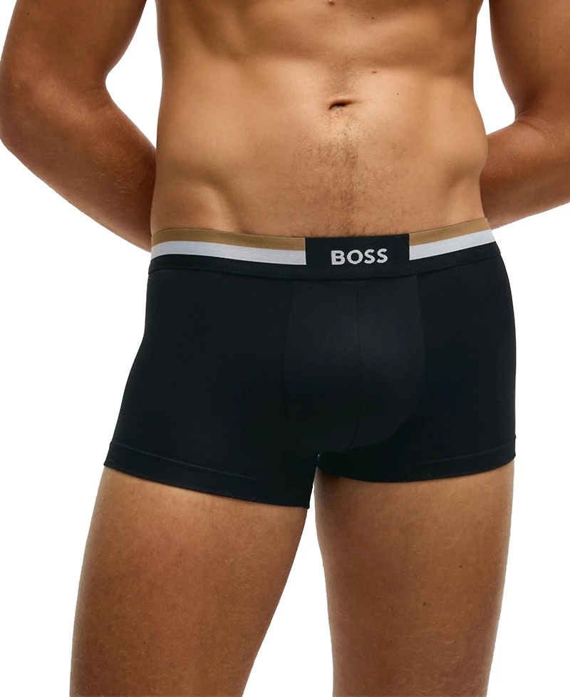 Boss by Hugo Men's Motion 3-Pk. Stripe Logo Waistband Trunks