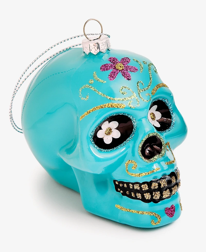 Holiday Lane Day of the Dead Glass Skull Ornament, Macy's Exclusive