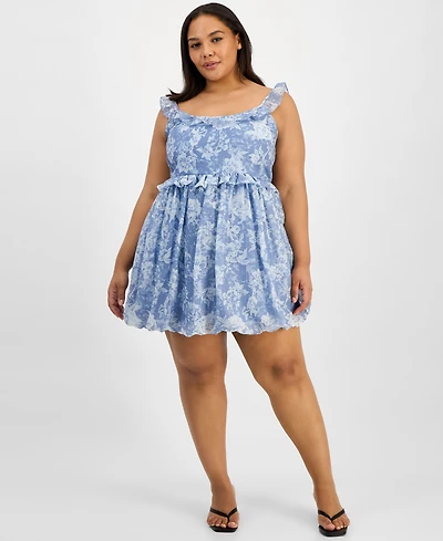 And Now This Trendy Plus Ruffled Floral Minidress, Exclusively at Macy's