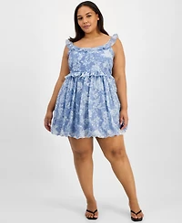 And Now This Trendy Plus Ruffled Floral Minidress, Exclusively at Macy's