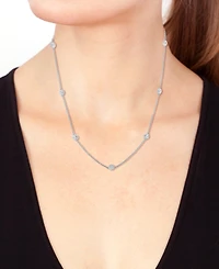 Effy Lab Grown Diamond Station Necklace (2 ct. t.w.) in 14k White Gold, 20" + 2" extender