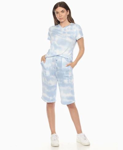 White Mark Women's Short Sleeve and Capri Lounge Set