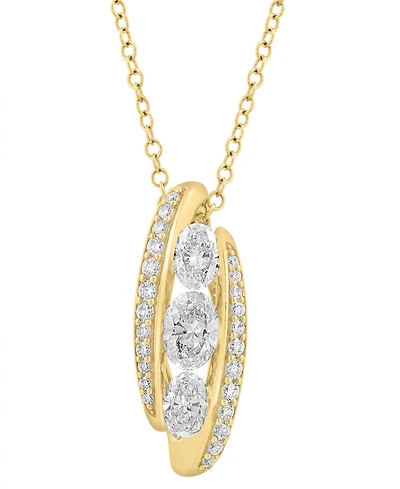 Effy Lab Grown Diamond Pendant Necklace (7/8 ct. t.w.) in 14k Yellow Gold, 17" + 1" extender